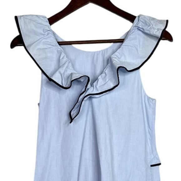 Zara Trafaluc Sleeveless Ruffle Cotton Mini Dress Side Zip Up XS Light Blue - Picture 5 of 15
